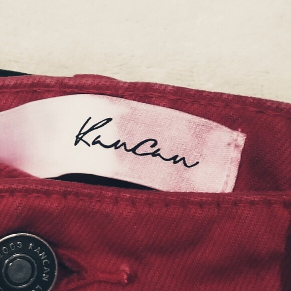 KanCan Womens XS Distressed Red Denim Shorts 3" Inseam - Picture 5 of 9